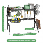 Suur valamu kohal asuv n&otilde;udekuivatusrest K&ouml;&ouml;gitarvete hoiuriiul Reguleeritava k&otilde;rguse ja pikkusega Roostekindel must