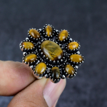Natural Tiger Eye Gemstone Handmade 925 Sterling Silver Jewelry Ring Size 8 e5m61