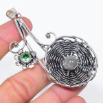 Labradorite, Tsavorite Handmade 925 Sterling Silver Jewelry Pendant 3.35 v4v94