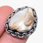 Biwa Pearl Handmade 925 Sterling Silver Jewelry Ring Size 6 d8l85