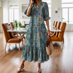 Elegantsed naiste kleidid suvised V-kaelusega naiste boheemlaslikud vintage naiste pikad kleidid Moodne &otilde;htukleit avar &uuml;lisuur 4XL