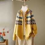 Retro Love Jacquard &Uuml;markaelusega kampsun Lahti etnilise stiiliga kampsun Kardigan jakk Pikkade varrukatega soe vabaaja jope XXL