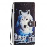 M&uuml;stiline valge hundi mustriga PU-nahast rahakott-telefonikott iPhone'ile, Samsungile, Xiaomi Redmile, Motorolale, Blackview'le, Oppole, Huaweile, Honorile, Google'ile, ZTE-le, Ulefone'ile, TCL-ile Motorola Moto G15 must