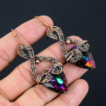 Mystic Topaz Handmade Copper Wire Wrap Jewelry Earring 2.72 z4n77