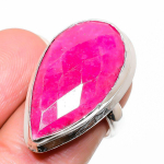 Ruby(Simulated) Gemstone Handmade 925 Sterling Silver Ring Size 6.5 q1c11