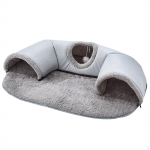 Cat Activity Center Carpet Tunnel Playground, Removable Mat Rug in 1 Bed 75cmx55cm