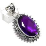 Natural Amethyst Gemstone 925 Sterling Silver Jewelry Pendant 2.13 n8d25