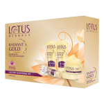 Lotus Radiant Gold Facial Kit for instant glow with 24K Pure Gold & Papaya,4 easy steps , 170g (Multiple use)