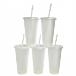 710 ml valge k&otilde;rrega tass kaanega, v&auml;rvi muutev kohvitass, korduskasutatav tass, plastist joogiklaas, matt viimistlus, kohvikruus, paaritass 710ml