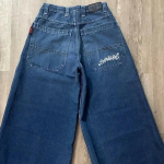 RogueWave Harajuku Gooti Mood Y2K Kottis Teksap&uuml;ksid Vintage Tikitud Kvaliteetsed Teksap&uuml;ksid Mehed Naised Hip Hop Streetwear Vabaaja Laiad Teksap&uuml;ksid M