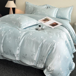 Siidine Tencel žakaarmustriga tekikotikomplekt - Luksuslik suvine voodipesu paelakaunistusega 2.0m Bedspread 4-Piece Set [Duvet Cover 220x240]