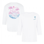 Men's casual and fashionable printed collar three-quarter sleeve top T-shirt L