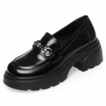 Uus kevads&uuml;gis, populaarne mood Elegantsed naiste p&uuml;ksid Paksu tallaga k&otilde;rge kontsaga metallist dekoratiivsed &uuml;ksikud kingad 35(Foot22.5cm)