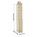 10-kihiline riputatav hoiukott kokkupandav ruumis&auml;&auml;stlik riiete m&uuml;tside kingade organiseerija kokkupandava garderoobi jaoks mitmesuguste esemete organiseerija 1/2 tk 1Pcs khaki