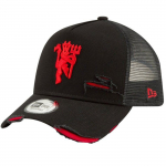 Trucker-keps - Manchester United - Must/Punane - Reguleeritav - A-raam - Hingav v&otilde;rk must