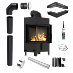 KRATKI LUCY Left Fireplace Insert 12 kW diameter 200 BLACK Luft Pipe Set