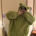 Harajuku Kawaii t&otilde;mblukuga kapuuts Naiste kampsun Jaapani konn Paks &uuml;lem&otilde;&otilde;duline talled Villased mantlid Trend soojad talveriided XXL