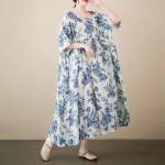 Suur suurus naiste boheemlaslik suvine lahtine l&uuml;hikeste varrukatega kleit vabaaja lilleprindiga kleidid One Size