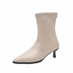 Naiste k&otilde;rge kontsaga poolsaapad Seksikad tikk-jalatsid terava ninaga Disainer S&uuml;gis uus 2024 Trend Elegantne Nahast pumbad Botas Mujer 35