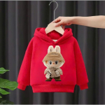 Pusa kapuutsiga poistele ja t&uuml;drukutele LABUBU tr&uuml;kimustriga vabaaja mood 110