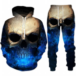 Isiksus gooti pealuu 3D prindiga kapuutsiga p&uuml;kste komplekt meeste/naiste naljakas Halloweeni t&auml;navar&otilde;ivaste riietus&uuml;likond hiphop 2-osaline spordidress XXL