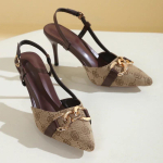 Moodne Pandlaga Rihm High Heels Sandaalid Naistele Lilleline Tikand Stilettkonts Peokingad Naine Metallkett Terav Nina Kingad 34 kohv