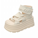 Mood 2025 Disainerid Naiste Suvised Nahast Sandaalid Avatud Varvas 8CM Platvormkiiluga Tennised Naiste Vabaajajalatsid Rannas Naiste Sandaalid 34 beež