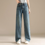 RAIN.CUN Women's High-Waist Slit Straight-Leg Jeans 32