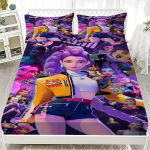 K-Pop D-Demon Hunters Pinguldatud Linalina Personalizedilt Kodukaunistuseks Kohandatav DIY Voodikate S&uuml;gava Taskuga 2 Padjapuuriga 90x200x25cm 3pcs