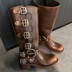 Miu * kodu r&uuml;&uuml;tli saapad pandlaga paksude kontsadega martin saapad naiste nahast retro p&otilde;lviksaapad western kauboi saapad 35 pruun