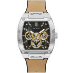 Guess Meeste Kronograafkell - Roostevabast terasest korpus Beež nahkrihm Skelett-tahvel GW0202G3 black