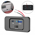 Kahe USB PD QC3.0 autolaadija pistikupesa paat RV kiirlaadimisv&auml;ljund LED toiteadapteri paneel 36W DC12V-24V CHINA