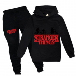 Stranger Things Laste Kapuutsiga Dressipluus Spordidress Poistele T&uuml;drukutele Spordi Pikkade Varrukatega &Uuml;laosad Dressipluus P&uuml;ksid Komplekt 140 must