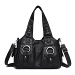 Vintage nahast hobo kott naistele Suure mahutavusega &otilde;lakott Naiste kotid Daamide nahast postikotid 33 &times; 9 &times; 29 cm must