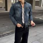 Retro Pesu L&uuml;hike Jakk Meeste S&uuml;gis L&otilde;tv Seisukrae Pealmine Korea Stiil Trendikas Kena Denim Jakk M sinine