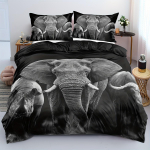 2/3 tk, Pehme ja mugav elevandipintsakuga tekikate, Elevandiga voodipesukomplekt, Loomamustriga voodipesukomplekt, 3D elevandiga, Kahekohaline Duvet Cover Set&EU Single(135x200cm)
