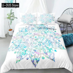 Mandala Tekikottide Komplekt Boheemlaslik Voodipesu Sinine Roosa Elegantne Boheemlaslik Romantiline Kuningas Pol&uuml;ester Tekikott Tekikott Padjap&uuml;&uuml;r EU single(135x200cm)