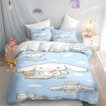 Cinnamoroll Hello Kitty Multikas Tekikott Sanrio Anime Luksuslik Voodipesukomplekt Lastele Klass A Prinditud Kuninganna Suurus Kodu Moodne EU Single(135*200cm)3pcs