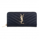 Saint Laurent Ysl Monogramm Kuldne Logo Teraline Reljeefne Tepitud Pikk T&otilde;mblukuga Nahast Rahakott Naiste rahakott Must 358094BOW011000 Basic Set (Bag+Dust Bag)