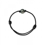 Bracelet - PERLINEA - V&eacute;ritable Perle de Culture de Tahiti 10-11 mm - Argent 925 - R&eacute;glable 14-25 cm must