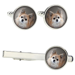 Chihuahua long-haired - cufflinks and tie with your photo, a suit decoration, men's jewelry from the Art-Dog brand. h&otilde;be