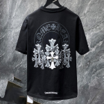 8560 CHROME HEARTS 2026 Suvi Uus K&otilde;rge Kvaliteediga Puuvillane &Uuml;mmarguse Kaelusega L&otilde;tv Suur Suurus Meeste ja Naiste T-s&auml;rk Paaride T-s&auml;rk S must
