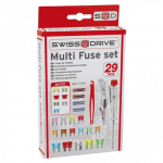 Bo&icirc;te 27 Fusibles Auto SWISS DRIVE 2A &agrave; 75A avec Pince et Testeur 12V &ndash; Kit Complet Indispensable pour V&eacute;hicule