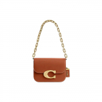 Coach Idol 21 Kuldne Logo Kett Magnetiline Pandla Klapp Nahast Messenger Bag Naiste kotid Pruun CM557-B4BAR Basic Set (Bag+Dust Bag)