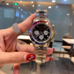 Laojia Rainbow Daytona Meeste k&auml;ekell: Teemantiga sihverplaat, Multifunktsionaalne, Oyster-korpus, Mehaaniline, Veekindel