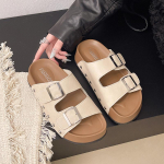 Uued naiste leopardimustrilised sussid Korgist sussid Naiste suvised libisemiskindlad v&auml;litingimustes tasase tallaga rannasandaalid Naiste tasased sussid 35 beež