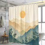 Minimalistlik P&auml;ikese ja M&auml;gede Du&scaron;ikardin - Rahulik Vintaažne Disain Geomeetrilise P&auml;ikeset&otilde;usuga, Pol&uuml;ester 48x72inch 120x180cm beige