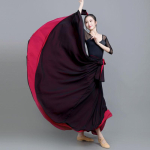 Flamenco seelik naistele Hispaania tantsuseelik k&otilde;hutantsu pikk kleit suurtevoltidega seelik v&auml;rvimuutuv performance mustlasseelik XS black