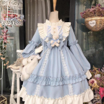 Jaapani gooti stiilis Lolita kleit naistele Kawaii vibukaru pits sinine kleit pikkade varrukatega printsessi kleit Halloweeni kost&uuml;&uuml;miga kingitus t&uuml;drukutele M sinine