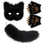 Fluffy Fur Fox Tail V&otilde;tmehoidja Kassi K&auml;pad Kindad ja Hunt Therian Mask komplekt Halloween Cosplay kost&uuml;&uuml;mi aksessuaarideks one size